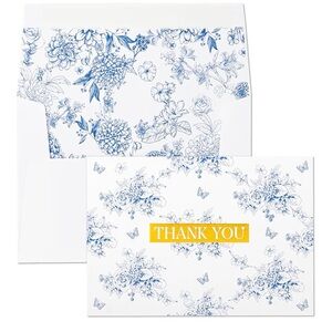 25 Count Floral Thank You Cards on 4” x 6” Folded with Peel and Seal Envelopes